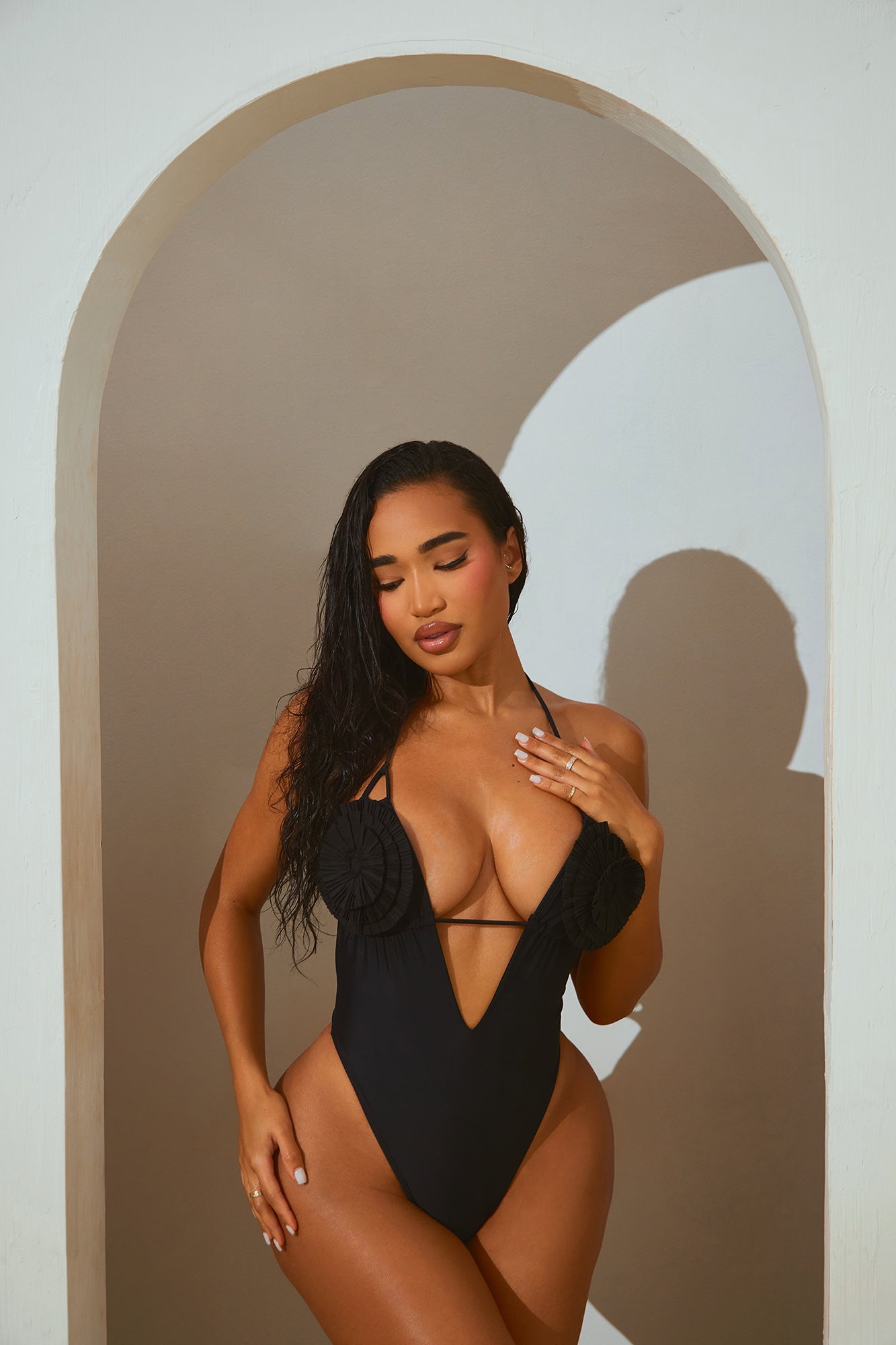 Amalfi Coast Rosette 1 Piece Swimsuit