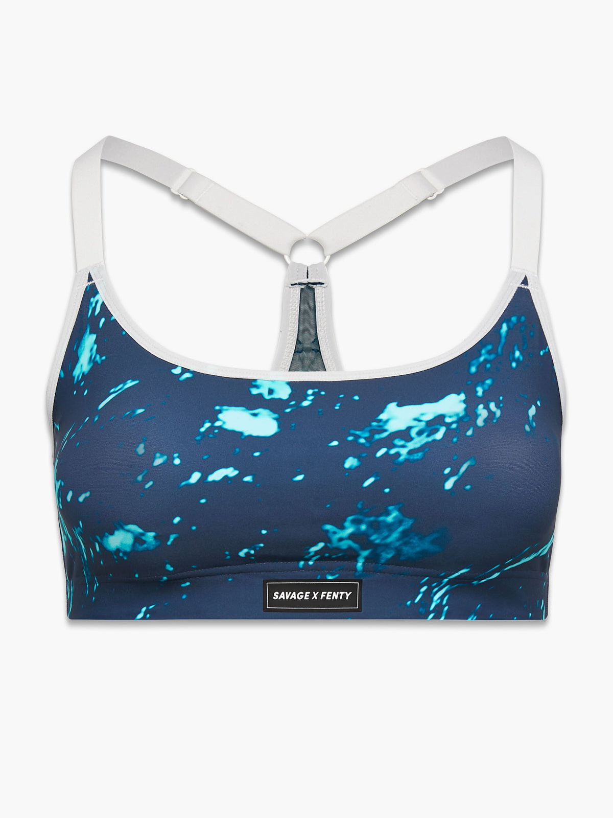Running hot low impact lace up sports bra blue