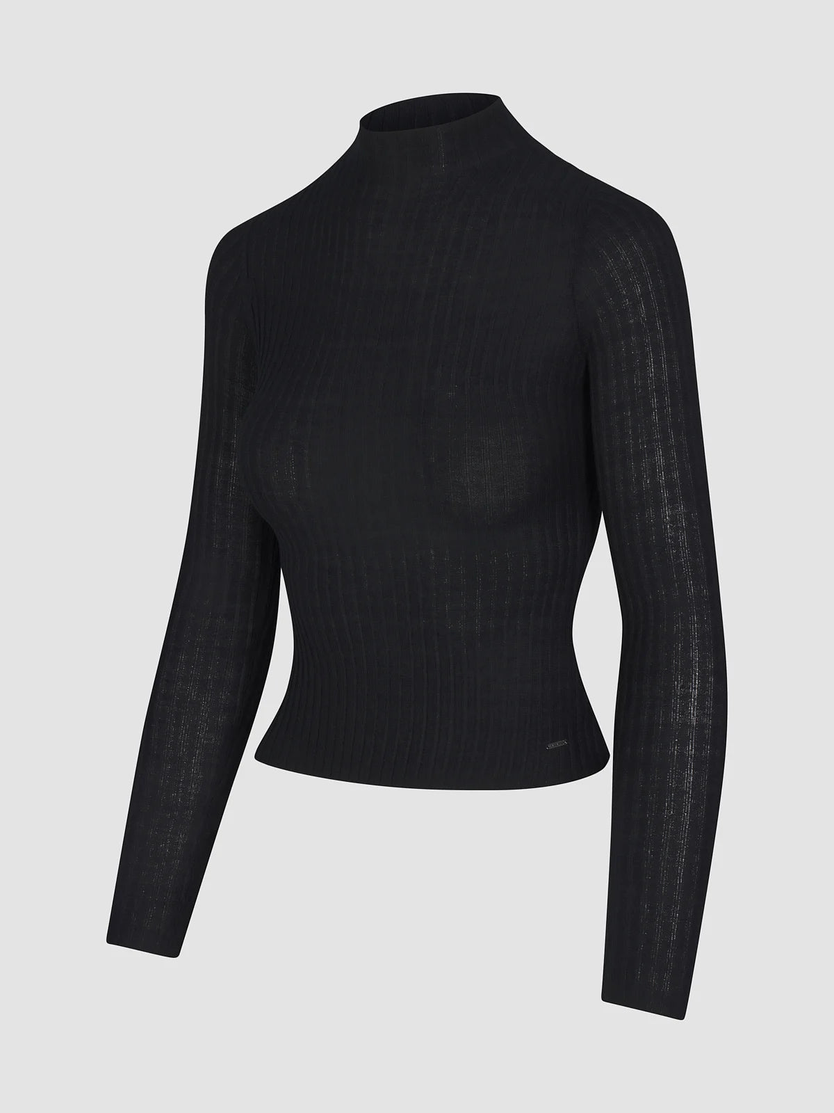 sheerenity mock neck sweather top glow getta blue