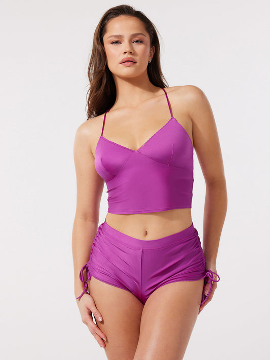 string fling sleep shorts purple hunnny sleepwear