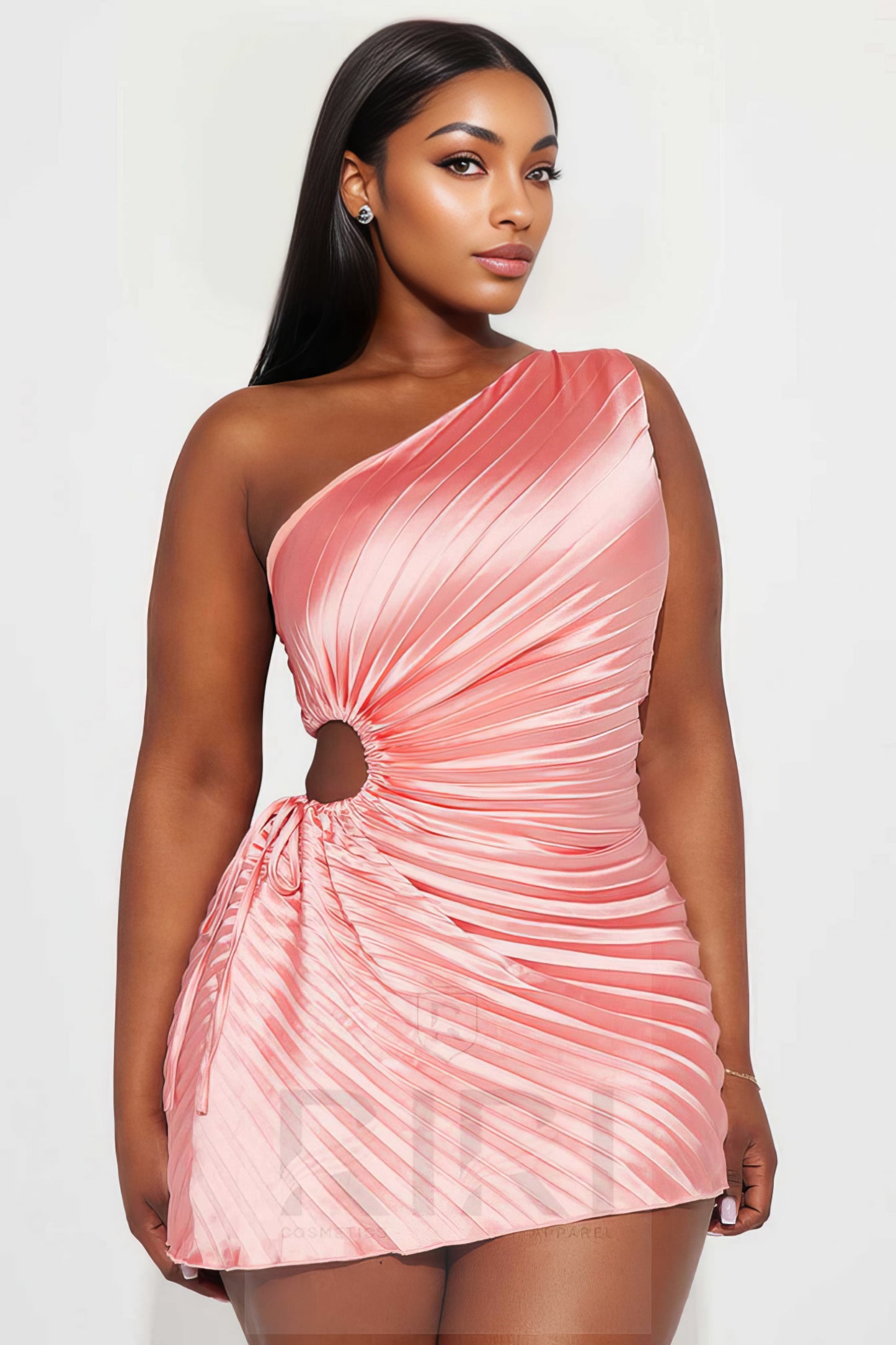 Elettra Pleated Satin Micro Mini Dress
